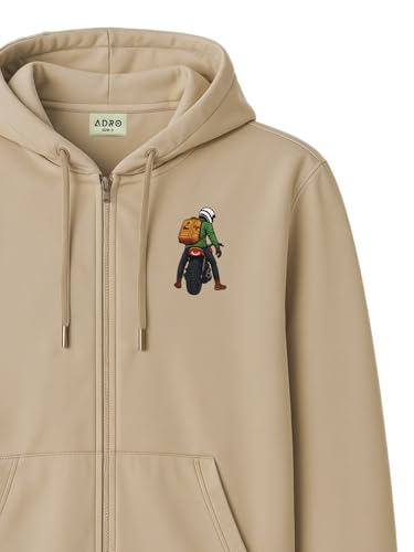 Image of ADRO Men's Regular Fit Zip-Up Hoodie for man | 320 GSM Cotton Poly Fleece Zipper Sweatshirt with Soft Fabric & Printed Hoodies