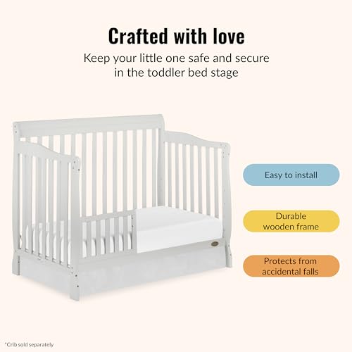 Image of Dream On Me Toddler Guard Rail for Convertible Crib, Solid Wood Bed Rail for Toddler Bed Conversion, Grey