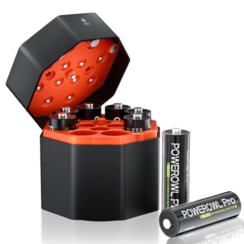 POWEROWL Pro 1.5V Rechargeable AA Batteries Lithium with Charger, 3600mWh Double A Battery 8 Pack...