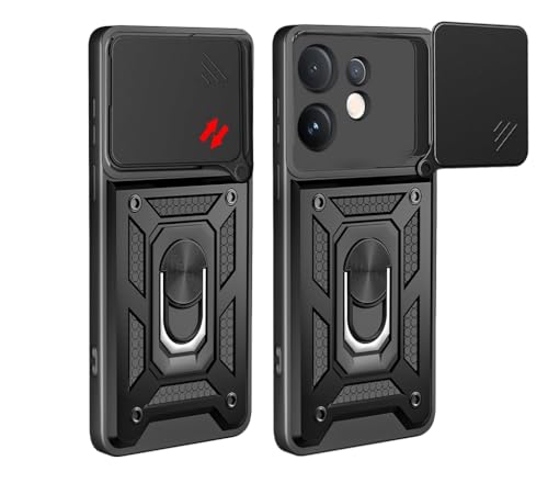 Image of Tough Armor Bumper Back Cover Case for Vivo T4 Pro 5G | Sliding Camera Cover, Kickstand & Ring Holder 360 Degree Protection Back Cover Case for Vivo T4 Pro 5G - Black