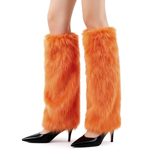 Image of Peecabe Winter Women Faux Fur Fluffy Leg Warmers Fuzzy Long Boot Covers Furry For Christmas