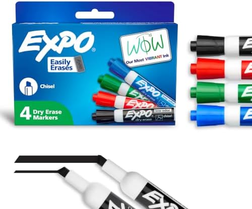 EXPO Dry Erase Markers, Low Odor Ink, Assorted Colors, Chisel Tip...