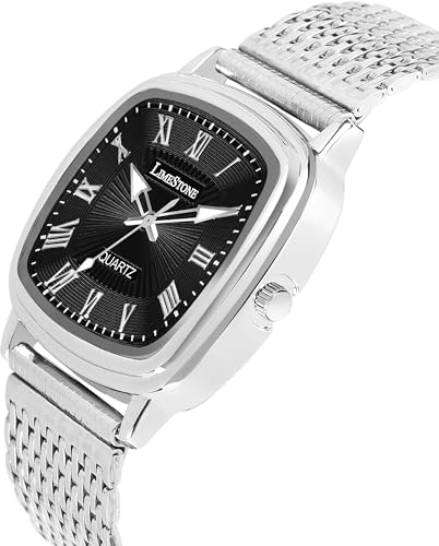 Image of LIMESTONE Classic Series Men Analog Watch - Stainless Steel Mesh Strap with Elegant Dial & Roman Numerals | Quartz Wristwatch for Casual & Formal Wear