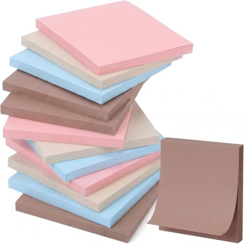 Thenshop 12 Pads Earth Tone Sticky Notes 3x3 50 Sheets