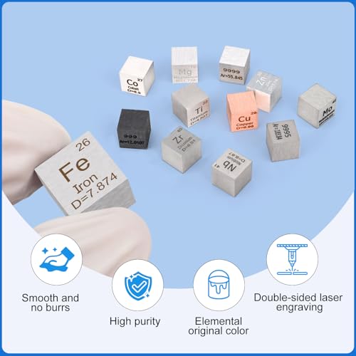 Image of 0.39 inch Iron Metal Element Cube 10MM Density Cubes 99.99% High Purity, Periodic Table of Elements Collection for Element Collections Hobbies, Pure Iron Cube(Fe 0.39 Inch)