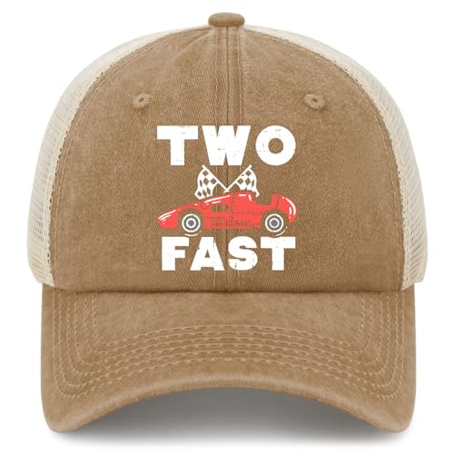 Made in US Two Fast 2 Curious Race Car 2nd Birthday Toddler Boy Girl Hat for Mens Baseball Caps