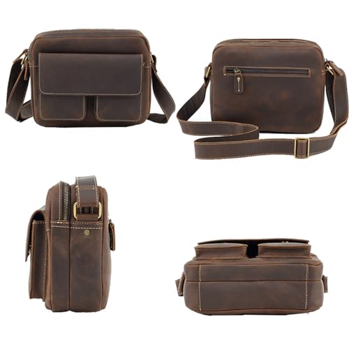 Vintage Men's Messenger Bag Genuine Leather Handbags For Casual Office Use Fashionable Crossbody Shoulder Bag4