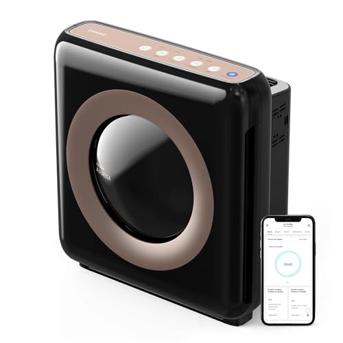 COWAY Air Purifier for Home Up to 1,575ft², App-Enabled Smart Technology, Compatible with Amazon Alexa, HEPA Filter for Smoke, Allergies, Odor, Auto Mode, Airmega AP-1512HHS Black