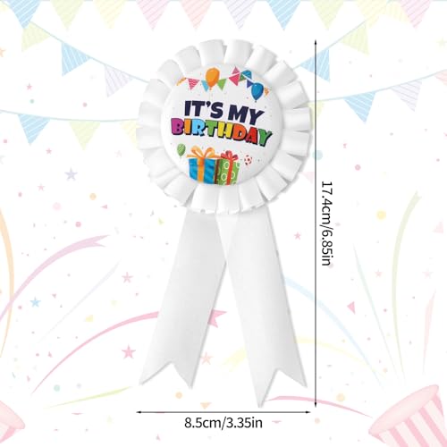 It's My Birthday Pins, Happy Birthday Button Pin Colorful Satin Grosgrain Ribbon Badge Reel Brooch for Girl Boy Party Clothing Decorations for Men and Women2