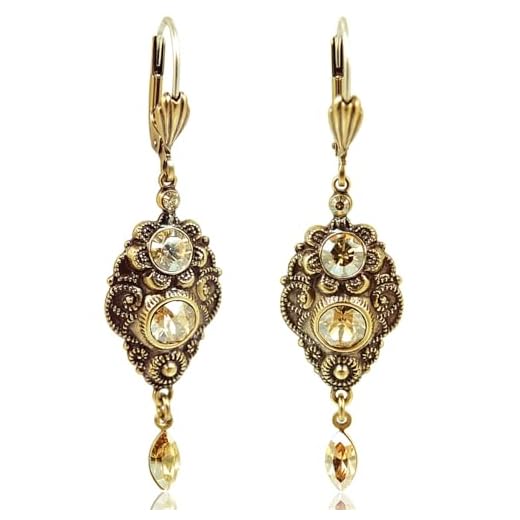 NOBEL SCHMUCK Jugendstil Ohrringe Marken Kristalle Gold Ohrhänger