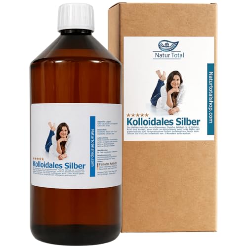 Natur Total Kolloidales Silber 100 PPM 1000ml | Robuste PET-Laborflasche | Reinstwasser Typ 1 | 99 99% Silberpartikel | für Familie Haustiere Reise & Sport | Made in Germany