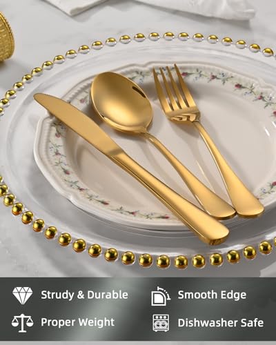 ERVILO 60 Piece Gold Silverware Set Service for 20 Stainless Steel Flatware Cutlery - image 2