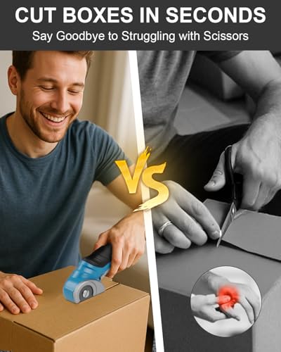 Cardboard Cutter Cordless Electric Scissors - Stocking Stuffers Gifts for Men 4V Electric Box Cutter for Cardboard Recycling, Heavy Duty Carpet Cutting Tool for Plastic, Thin Box, Leather