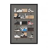 Mofesun Shoe Posters，Sneaker Poster，Sneaker Shelf Wall Art,Wall Art Decoration for Guys and Girls Bedroom,Sneaker Air Sneaker Shoebox Collection (Black Frame, 8' x 10')
