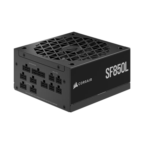 CORSAIR SF850L Fully Modular Low-Noise SFX Power Supply - ATX 3.0 & PCIe 5.0 Compliant - Quiet 120mm PWM Fan - 80 Plus Gold Efficiency - Zero RPM Mode - 105°C-Rated Capacitors - Black