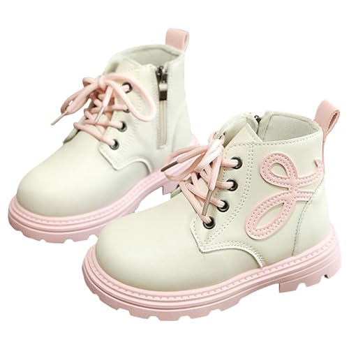 IWIHMIV Girls Ankle Boots Short Booties with Side Zipper Fashion Non Slip Low Heels Lace Up Leather Riding Boot2