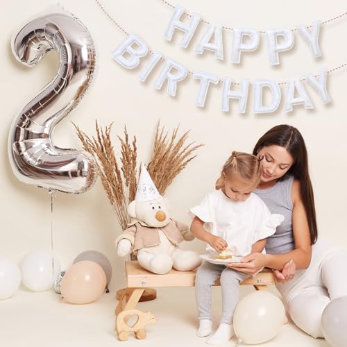 Image of Mindsoft Felt Happy Birthday Garland Rainbow Banner Reusable Happy Birthday Sign Party Supply for Party Decor(White Color,Normal)