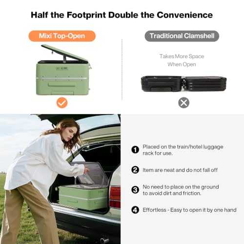 Image of mixi 24 Inch Checked Luggage PC Hard Shell Suitcase Top Opening Aluminum Frame Travel Suitcases with Wheels, Avocado Green