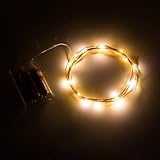 BINZET 50 LEDs 3AA Battery Operated Copper Wire String Light, 2 Meters (No Remote), Warm White
