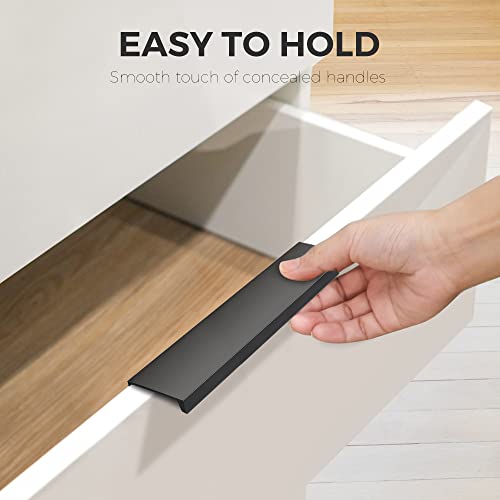 Image of 20 Pack Finger Pulls for Cabinets - 128mm /5in Hole Center Black Handles | 150mm /5.9 inch Overall Length, Edge Pulls, Concealed Tab Kitchen Drawers Pulls, Easy Install, Screws Included, Rust-Resistant