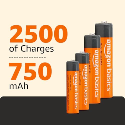 Image of Amazon Basics AAA Rechargeable 750 mAh Batteries | Ready-to-use | Pre-Charged Ni-MH Batteries (Pack of 4)