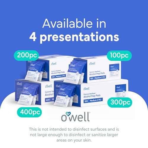 image for OWELL Prep Pads - 400 Individually Wrapped Sterile Alcohol Wipes, Medi