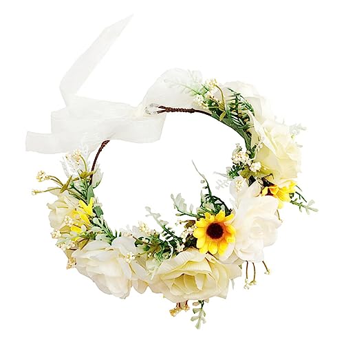 WOONEKY Fascia Per Capelli Fiori Fascia Floreale Corona Floreale Per Sposa Ghirlanda Per Capelli