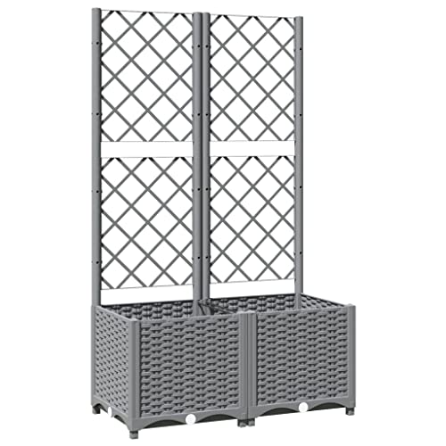 Refined Jardinera con Enrejado, Macetero de Plantas Flores, Maceta de Hierbas, Arriate para Jardín Patio Balcón Terraza, PP Gris Claro 80x40x136 cm