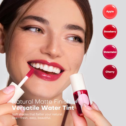 Image of bayfree Lip Tint Stain Set, 4 PCS Korean Water Tint Lightweight Non-sticky, Waterproof Long Lasting Liquid Blush & Lip Stain, Transfer-Proof, Matte Finish Lip Color Makeup (fruit farm)