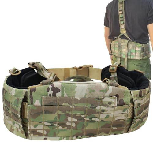 LZAQHMT Cinturón Táctico De Descarga con Correas De Hombro Reforzadas En Forma De Y – Cinturón Acolchado Transpirable para Airsoft, Caza Y Tiro(BK,100-150cm)