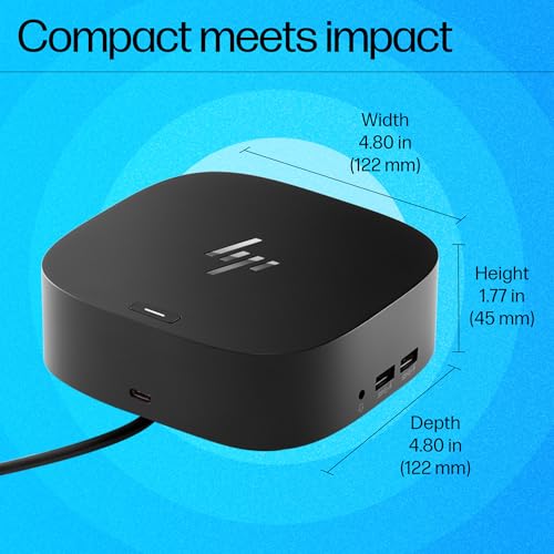 Image of HP USB-C G5 Essential Dock, USB Type-C connectivity, 10 Ports, Universal Compatibility, 65W Power delivery, Single USB-C Cable Setup, Compact Design, 1-Year Warranty, Black, 0.70 kg, 784Q9AA