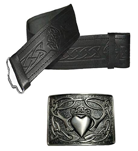 Ceinture de kilt en cuir noir avec boucle amovible plusieurs tailles