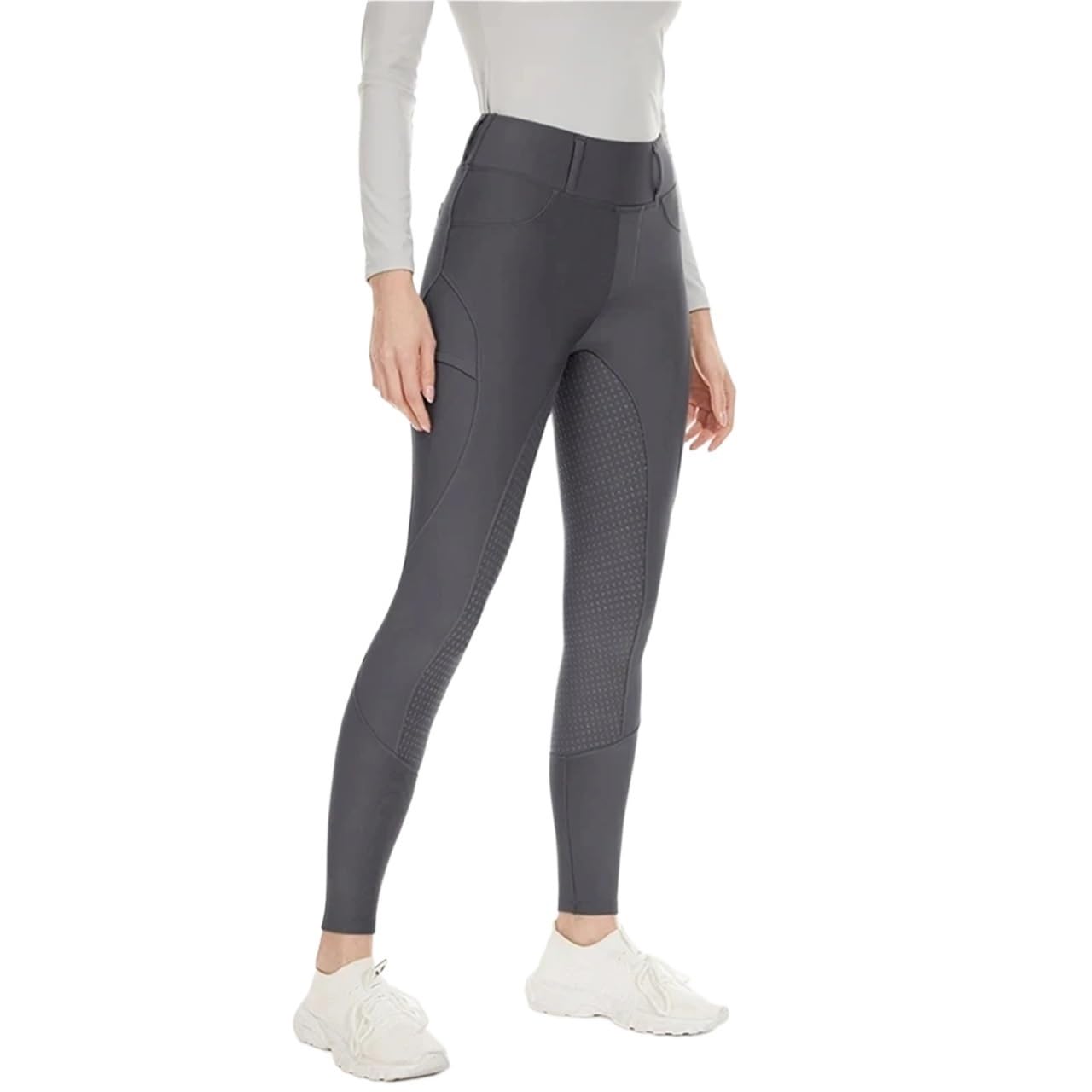 Pantalones De Equitación Pantalones de equitación felpa invierno for mujer, calzas ecuestres cálidas y gruesas, mallas silicona antideslizantes for montar a caballo Mallas De Equitación(Gray,M)