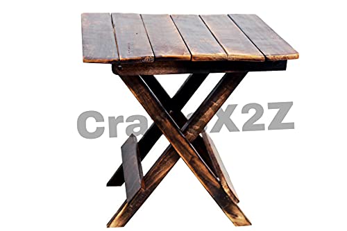 Image of Wooden Folding Adjustable Brown End Table /Coffee Table /Lamp Stand /Plant Table (Square, 15 INCH)