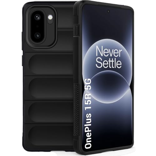 Image of TheGiftKart Liquid Silicon Back Cover Case for OnePlus 15R 5G | Shockproof Military Grade Protection | Micro-Fibre Cloth On Inner Side | Anti-Slip Grip Back Cover Case for OnePlus 15R 5G (TPU, Black)