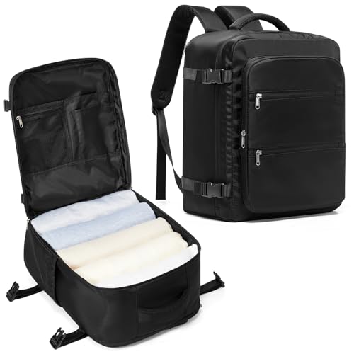 Mochila de viagem WEPLAN para mulheres e homens, 40×30×20 mala de mão aprovada para voo, mochila casual para atividades ao ar livre e para notebook, preta