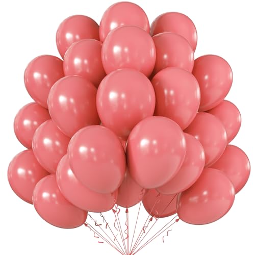 Image of KALOR 10 Inch Coral Red Balloons, 100 Pcs Latex Helium Balloons for Birthday Party Baby Shower Wedding Graduation Graduation Party Decorations