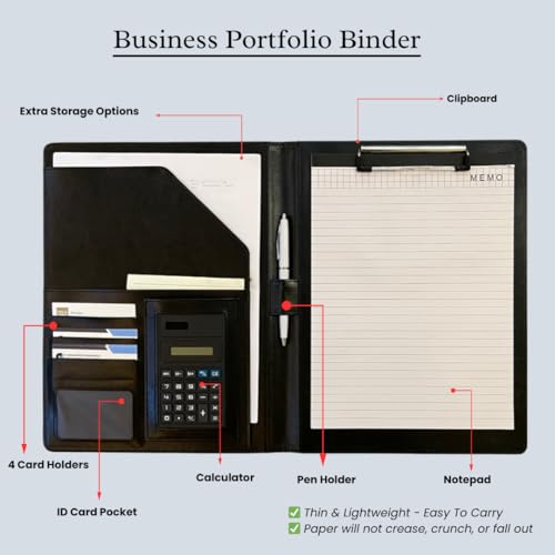 Porte-documents en cuir organiseur de documents avec calculatrice - 4