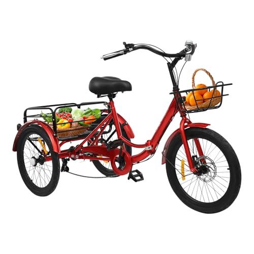 YyanLAK Faltbares Dreirad für Erwachsene, 20 Zoll Faltbares Dreirad, 7-Gang 3-Rad Fahrrad mit Schloss für Erwachsene mit Einer Körpergröße von 5,09 bis 5,74 Fuß