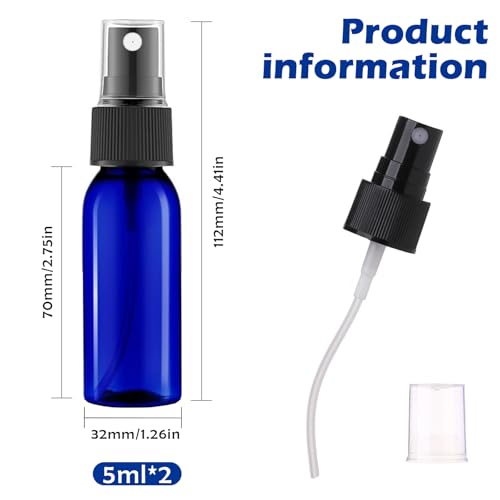 60ml Glass Spray Bottles, Refillable Blue Glass Atomizer with Fine Mist Spray, Reusable for Essential Oils, Hair Care, Aromatherapy, Perfumes, Cleaning, 2 Pack - Image 3