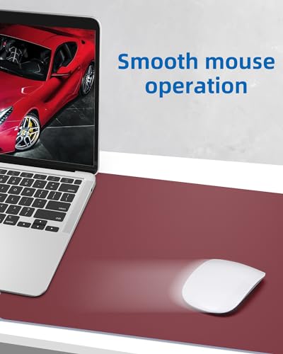 Image of Leather Desk Pad Protector,Mouse Pad,Office Desk Mat, Non-Slip PU Leather Desk Blotter,Large Desk mat,Waterproof Keyboard mat for Office /Home /Decor (Burgundy Red,35 inch x 17 inch)
