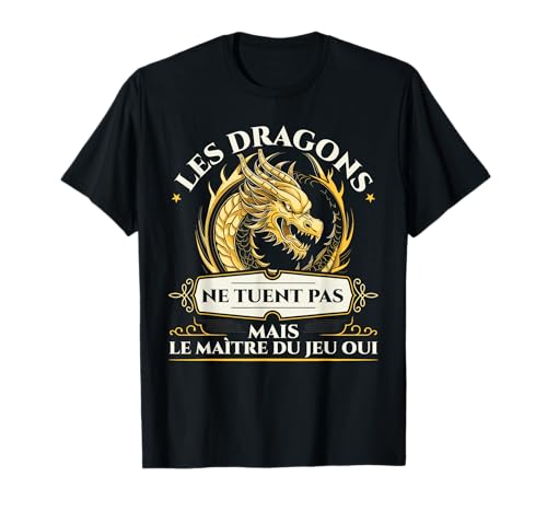 Vetement Jeu De Role Fantasy RPG by SteMi T-Shirt Noir Dragon et Jeu de Rôle, Unisex-Adultes, Manche Courte, T-Shirt, S