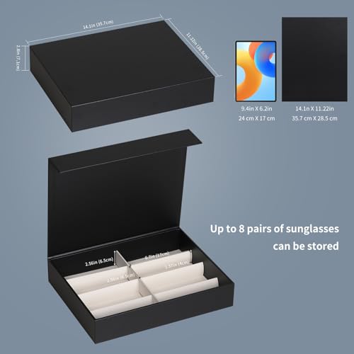 Image of AUTOARK Leather 8 Slot Sunglasses Organizer,Eyeglasses Holder for Men Women,Multiple Glasses Display Case,Black,MKAW051
