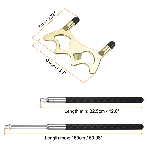 PATIKIL Retractable Billiards Cue Stick Bridge, Silicone Pool Cue Accessory with Removable Low Brass Bridge Head for Pool Table Competition, Gold Tone - Image 2