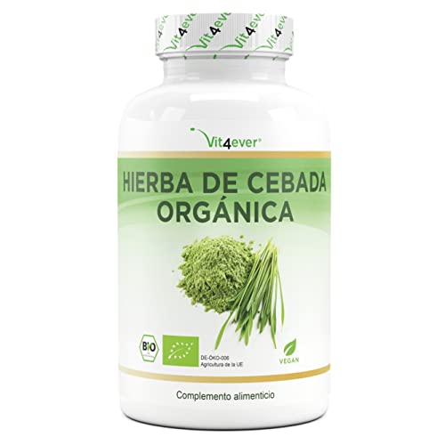 Hierba de cebada orgánica - 365 cápsulas - Altamente dosificado con 1500mg por porción diaria - Calidad orgánica - Sin aditivos no deseados - Vegano