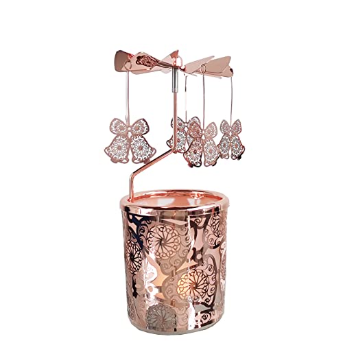 kingnero Karussell Kerze Weihnachtsglocke Rotary Kerzenhalter Teelicht Windmühle Spinning Kerzenhalter für Heimdekoration Ornamente Cover