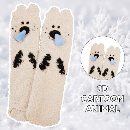 Image of Benefeet Sox Funny Animal Fuzzy Socks for Women Girls - Cute Fluffy Slippers, Cozy Warm Winter Plush Sleeping Socks