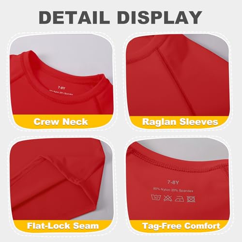 Image of 5-14Y Boys Girls Rash Guard UPF 50+ Short Sleeve Kids Neon Swim Shirts | Unisex UV Sun Protection Shirts,Quick Dry Kids Rash Guard, Boys Girls Neon Swim Shirts,Teen Rash Guard Swimsuit