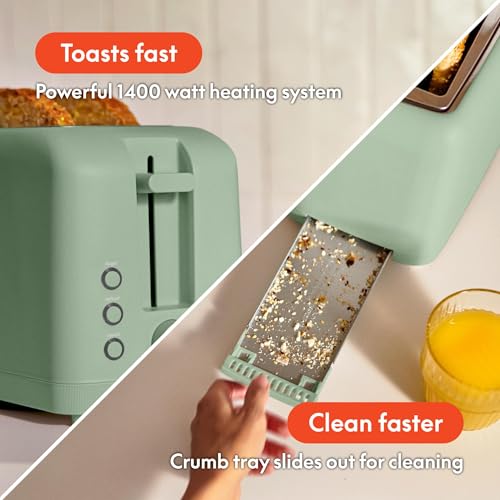 bella Fits-Anywhere™ Slim Toaster, 4 Slice Extra Long & Wide Slot, Seaglass - Image 6