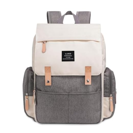 Bolsa Mochila Maternidade Bebê Menina Menino Original The Land Luxury Impermeável Térmica Multifuncional Oxford 600D (Cinza com Bege)